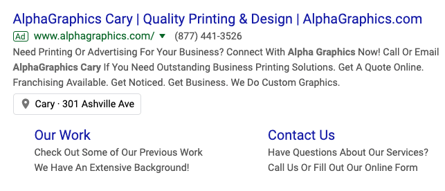 Alpha Graphics Google Ad