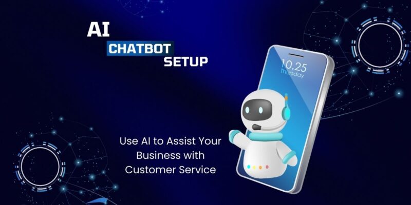 Customer Service with AI & Social Media - mobile phone with robot coming out of it - Boomerang Social Marketing